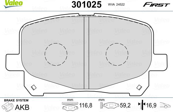 Valeo 301025 - Brake Pad Set, disc brake onlydrive.pro