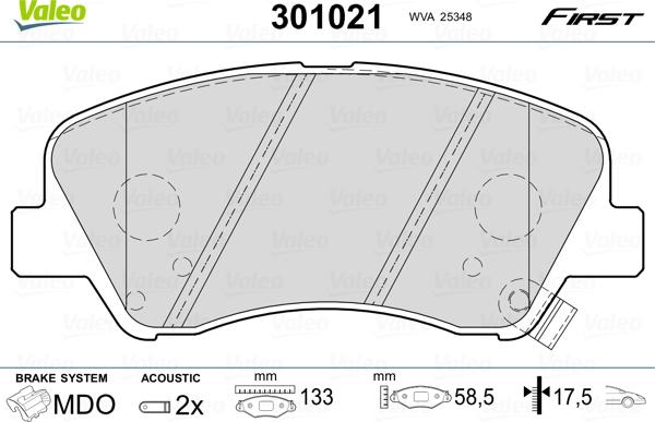 Valeo 301021 - Brake Pad Set, disc brake onlydrive.pro