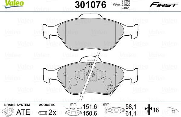 Valeo 301076 - Jarrupala, levyjarru onlydrive.pro