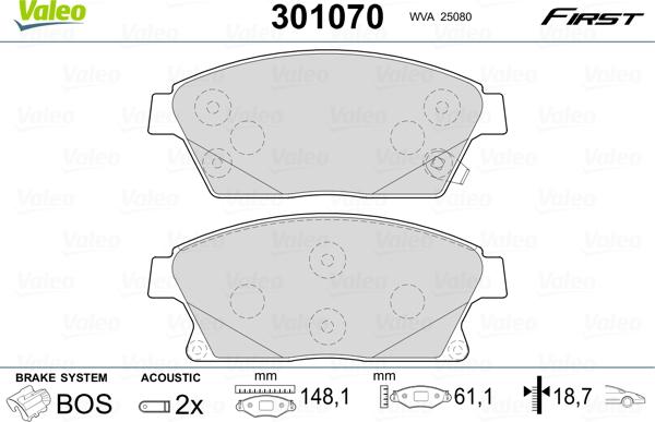 Valeo 301070 - Jarrupala, levyjarru onlydrive.pro