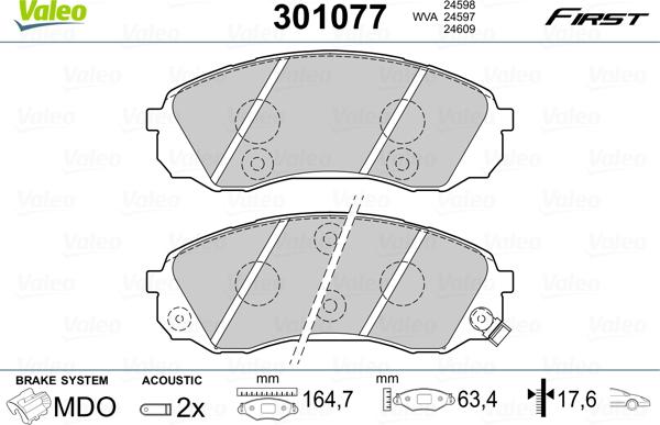 Valeo 301077 - Brake Pad Set, disc brake onlydrive.pro