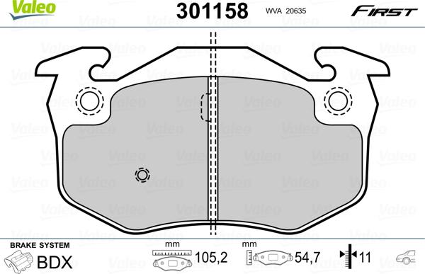 Valeo 301158 - Brake Pad Set, disc brake onlydrive.pro