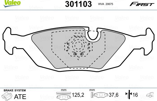 Valeo 301103 - Brake Pad Set, disc brake onlydrive.pro