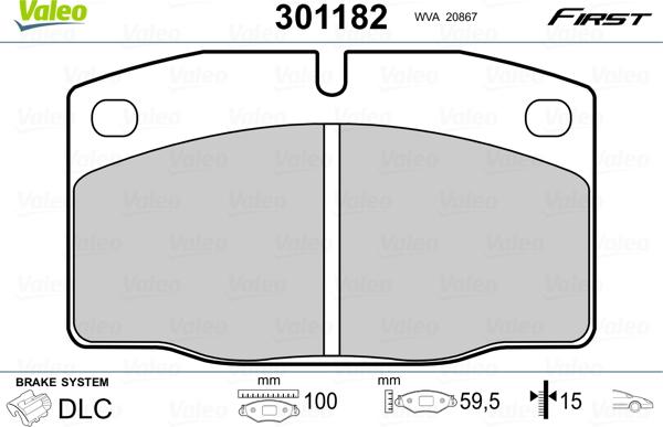 Valeo 301182 - Brake Pad Set, disc brake onlydrive.pro