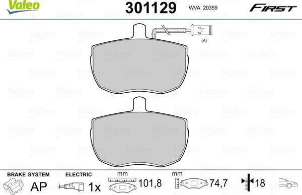 Valeo 301129 - Brake Pad Set, disc brake onlydrive.pro