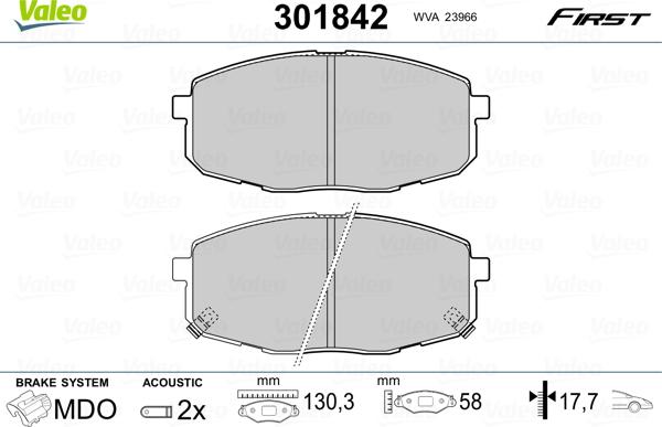 Valeo 301842 - Brake Pad Set, disc brake onlydrive.pro