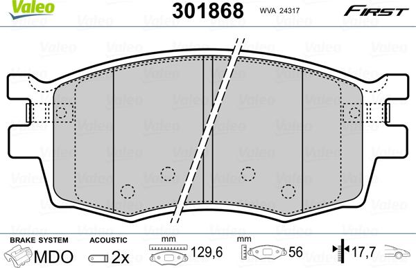 Valeo 301868 - Piduriklotsi komplekt,ketaspidur onlydrive.pro