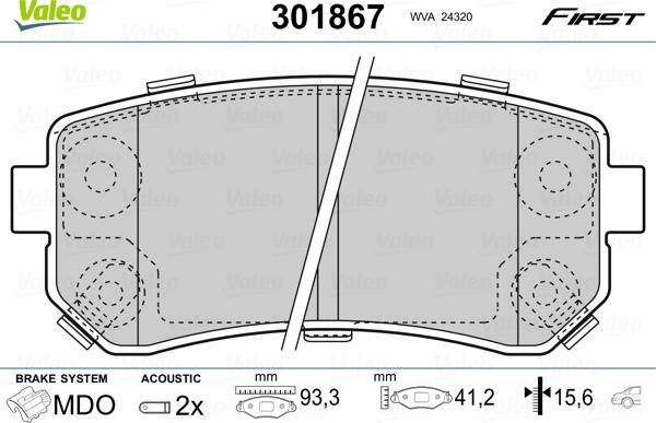 Valeo 301867 - Brake Pad Set, disc brake onlydrive.pro