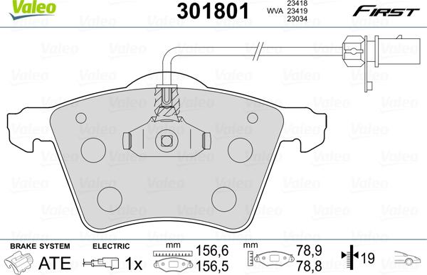 Valeo 301801 - Piduriklotsi komplekt,ketaspidur onlydrive.pro