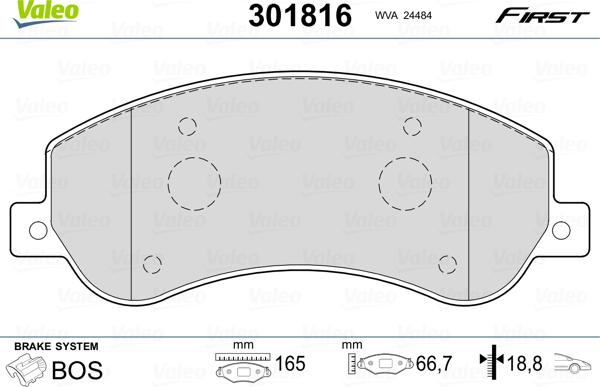 Valeo 301816 - Piduriklotsi komplekt,ketaspidur onlydrive.pro