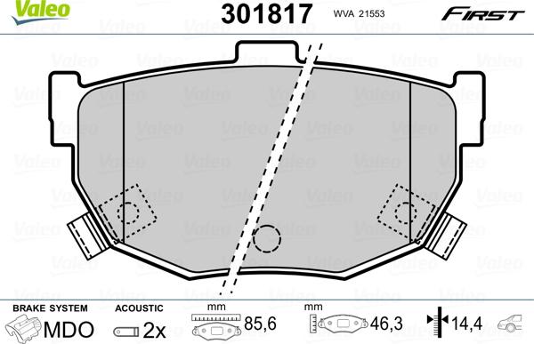 Valeo 301817 - Brake Pad Set, disc brake onlydrive.pro