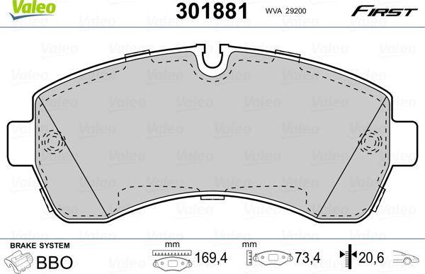 Valeo 301881 - Piduriklotsi komplekt,ketaspidur onlydrive.pro