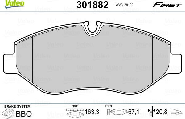 Valeo 301882 - Brake Pad Set, disc brake onlydrive.pro