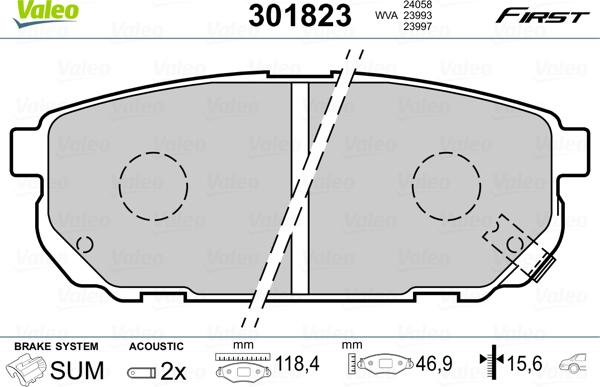 Valeo 301823 - Brake Pad Set, disc brake onlydrive.pro