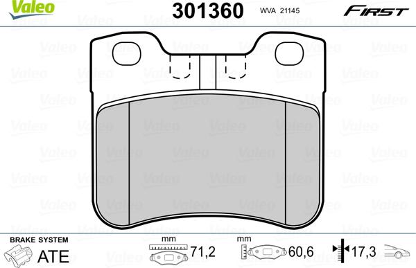 Valeo 301360 - Brake Pad Set, disc brake onlydrive.pro