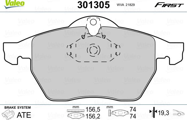 Valeo 301305 - Jarrupala, levyjarru onlydrive.pro