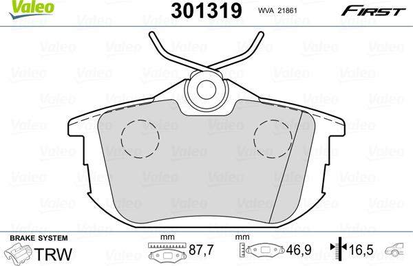 Valeo 301319 - Jarrupala, levyjarru onlydrive.pro