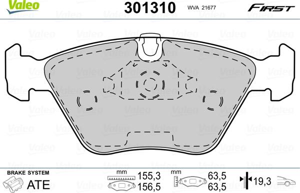 Valeo 301310 - Brake Pad Set, disc brake onlydrive.pro