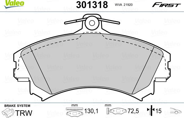 Valeo 301318 - Bremžu uzliku kompl., Disku bremzes onlydrive.pro