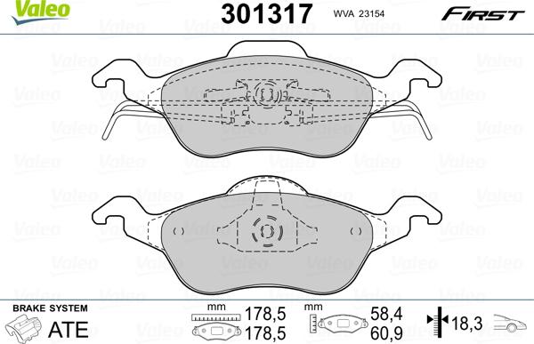 Valeo 301317 - Brake Pad Set, disc brake onlydrive.pro