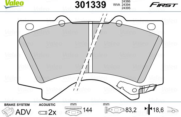 Valeo 301339 - Jarrupala, levyjarru onlydrive.pro