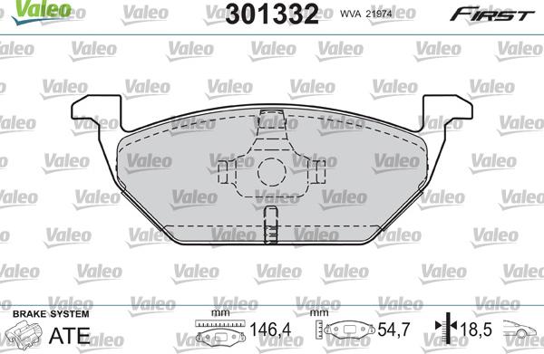 Valeo 301332 - Brake Pad Set, disc brake onlydrive.pro