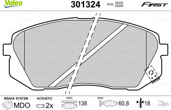 Valeo 301324 - Brake Pad Set, disc brake onlydrive.pro