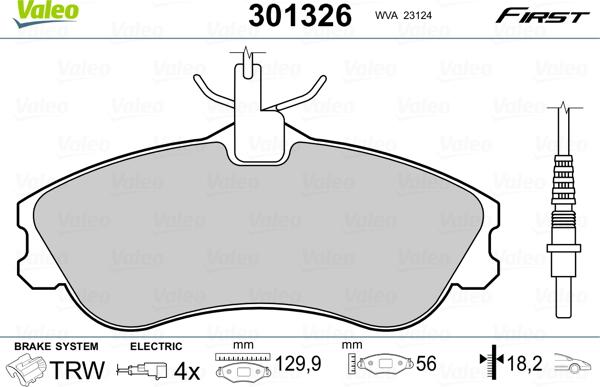 Valeo 301326 - Brake Pad Set, disc brake onlydrive.pro