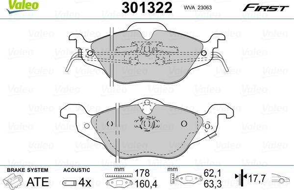 Valeo 301322 - Jarrupala, levyjarru onlydrive.pro