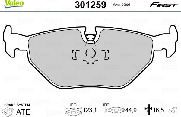 Valeo 301259 - Piduriklotsi komplekt,ketaspidur onlydrive.pro