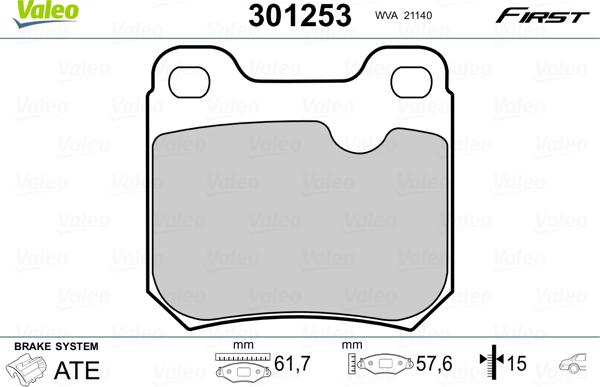 Valeo 301253 - Stabdžių trinkelių rinkinys, diskinis stabdys onlydrive.pro