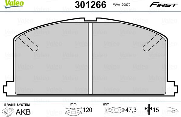 Valeo 301266 - Brake Pad Set, disc brake onlydrive.pro