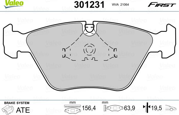 Valeo 301231 - Brake Pad Set, disc brake onlydrive.pro