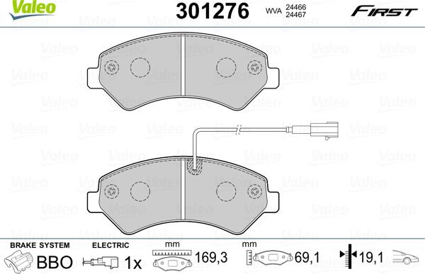 Valeo 301276 - Тормозные колодки, дисковые, комплект onlydrive.pro