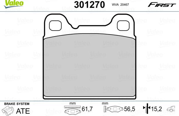 Valeo 301270 - Brake Pad Set, disc brake onlydrive.pro