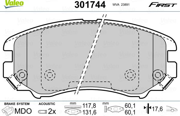 Valeo 301744 - Brake Pad Set, disc brake onlydrive.pro