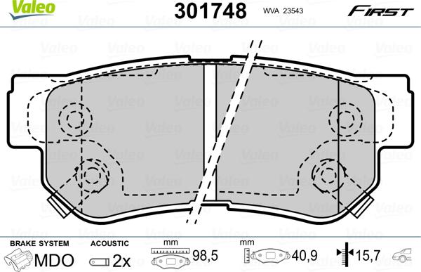 Valeo 301748 - Piduriklotsi komplekt,ketaspidur onlydrive.pro