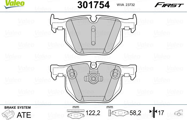 Valeo 301754 - Piduriklotsi komplekt,ketaspidur onlydrive.pro