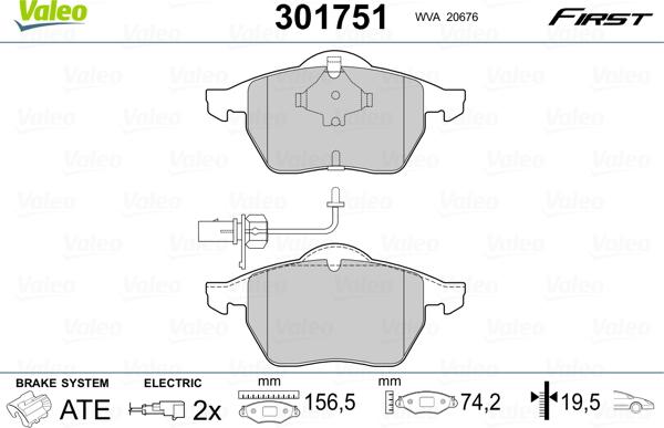 Valeo 301751 - Brake Pad Set, disc brake onlydrive.pro