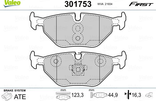 Valeo 301753 - Piduriklotsi komplekt,ketaspidur onlydrive.pro