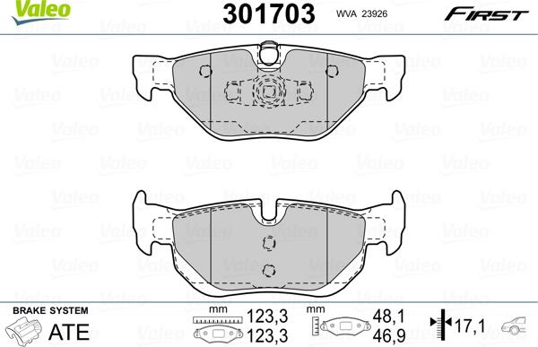 Valeo 301703 - Jarrupala, levyjarru onlydrive.pro