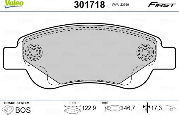 Valeo 301718 - Stabdžių trinkelių rinkinys, diskinis stabdys onlydrive.pro