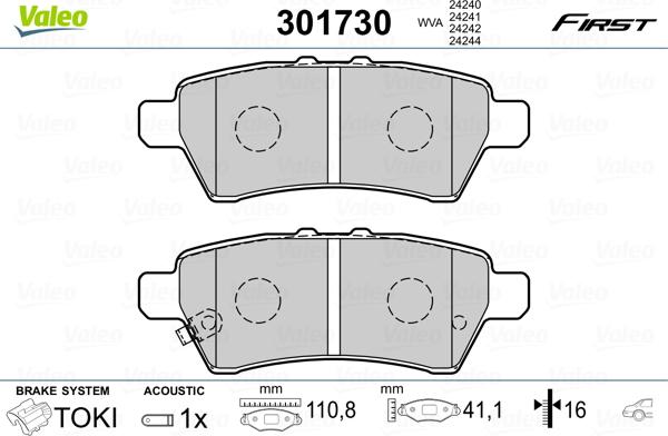 Valeo 301730 - Тормозные колодки, дисковые, комплект onlydrive.pro