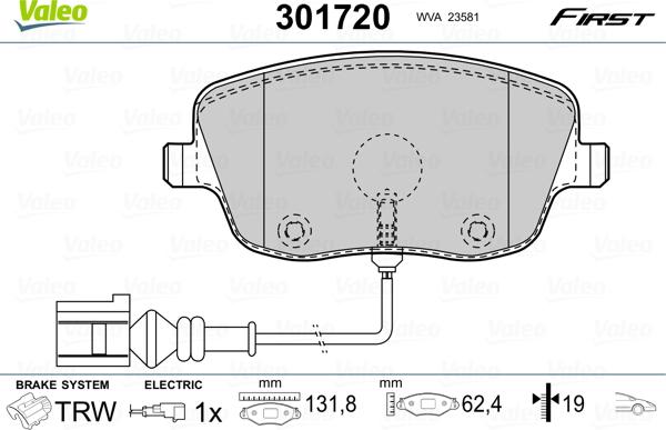 Valeo 301720 - Brake Pad Set, disc brake onlydrive.pro