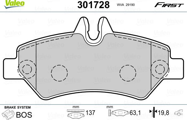 Valeo 301728 - Brake Pad Set, disc brake onlydrive.pro