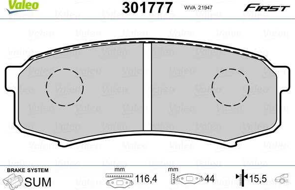 Valeo 301777 - Brake Pad Set, disc brake onlydrive.pro