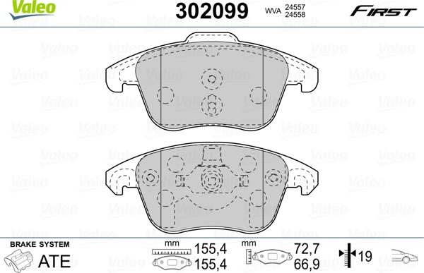 Valeo 302099 - Stabdžių trinkelių rinkinys, diskinis stabdys onlydrive.pro