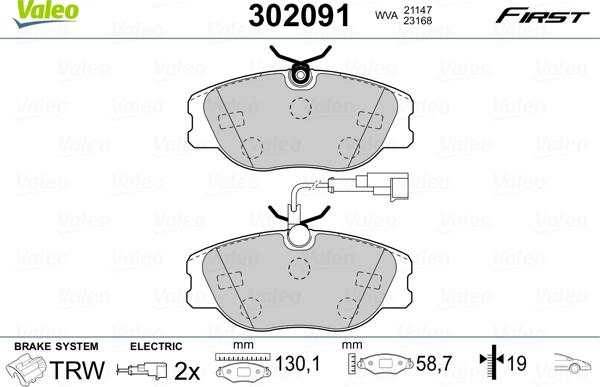 Valeo 302091 - Brake Pad Set, disc brake onlydrive.pro