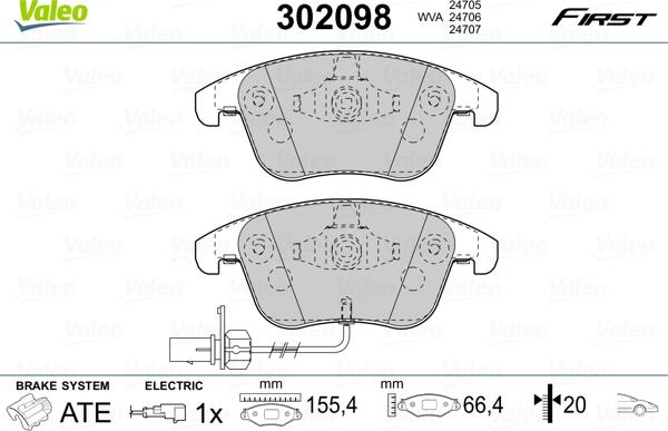 Valeo 302098 - Piduriklotsi komplekt,ketaspidur onlydrive.pro