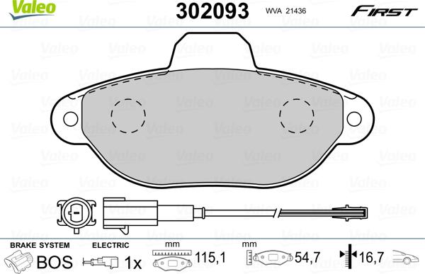 Valeo 302093 - Тормозные колодки, дисковые, комплект onlydrive.pro